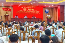 Quang cảnh hội nghị sơ kết quý 1 của Tỉnh ủy, Ủy ban nhân dân tỉnh Cà Mau.