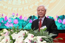 Tổng Bí thư Nguyễn Phú Trọng phát biểu tại Lễ kỷ niệm 60 năm Ngày truyền thống ngành xây dựng Việt Nam. (Ảnh: Trí Dũng/TTXVN) 