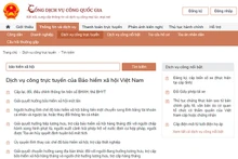 Một số dịch vụ công liên thông về bảo hiểm xã hội trên Cổng Dịch vụ công quốc gia.