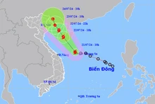 Vị trí và hướng di chuyển của bão số 2 lúc 10 giờ ngày 21/7. (Nguồn: nchmf.gov.vn)