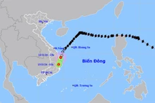Vị trí và hướng di chuyển của áp thấp nhiệt đới (suy yếu từ bão số 7). (Nguồn: nchmf.gov.vn)