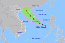 Vị trí và hướng di chuyển của áp thấp nhiệt đới. (Nguồn: nchmf.gov.vn)