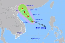 Vị trí và hướng di chuyển của áp thấp nhiệt đới. (Nguồn: nchmf.gov.vn)
