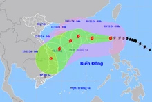 Vị trí và hướng di chuyển của bão số 7. (Nguồn: nchmf.gov.vn)