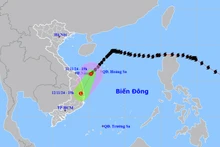 Vị trí và hướng di chuyển của áp thấp nhiệt đới (suy yếu từ bão số 7). (Nguồn: nchmf.gov.vn)