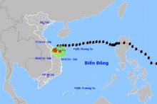 Vị trí và hướng di chuyển của áp thấp nhiệt đới (suy yếu từ bão số 6). (Nguồn: nchmf.gov.vn)