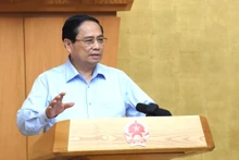 Thủ tướng Phạm Minh Chính phát biểu ý kiến tại Phiên họp Chính phủ chuyên đề về xây dựng pháp luật tháng 8/2024. (Ảnh: Trần Hải)