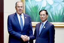 Phó Thủ tướng, Bộ trưởng Ngoại giao Bùi Thanh Sơn và Bộ trưởng Ngoại giao Nga Sergei Lavrov. (Ảnh: Quang Hòa).