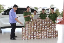 Tang vật một vụ buôn lậu pháo số lượng lớn do Công an tỉnh Nghệ An thu giữ. (Ảnh: TTXVN)