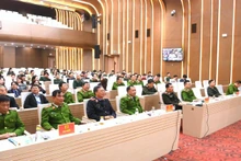 Các đại biểu dự hội nghị tại điểm cầu trụ sở Bộ Công an.