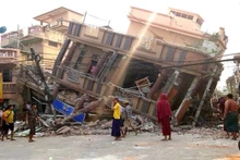 Toà nhà sụp đổ do trận động đất ở Mandalay, Myanmar (Ảnh: UNICEF)