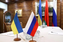 Tư liệu một cuộc đàm phán giữa phái đoàn Nga và Ukraine tại Belovezhskaya Pushcha, chụp ngày 7/3/2022. (Ảnh: Tân Hoa xã)