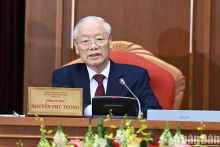 Tổng Bí thư Nguyễn Phú Trọng chủ trì và phát biểu khai mạc Hội nghị. Ảnh: ĐĂNG KHOA