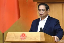 Thủ tướng Phạm Minh Chính phát biểu ý kiến tại Phiên họp chuyên đề về xây dựng pháp luật. (Ảnh: TRẦN HẢI)