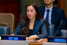 Tham tán Công sứ Lê Thị Minh Thoa, Phó Trưởng Phái đoàn Đại diện thường trực Việt Nam tại Liên hợp quốc, phát biểu tại phiên họp. Ảnh: TTXVN