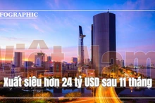 Việt Nam xuất siêu hơn 24 tỷ USD sau 11 tháng