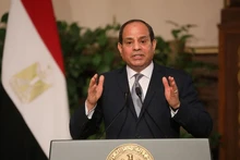 Tổng thống Ai Cập Abdel-Fattah El-Sisi trong cuộc họp báo ở Cairo. (Ảnh: AFP/TTXVN)