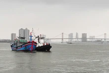 Hai tàu cá của ngư dân Đà Nẵng được lai kéo về vịnh Đà Nẵng an toàn.