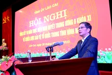 Ủy viên Bộ Chính trị, Trưởng ban Kinh tế Trung ương Trần Tuấn Anh phát biểu chỉ đạo Hội nghị. (Ảnh: QUỐC HỒNG)