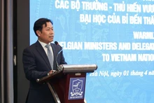 Giám đốc Đại học Quốc gia Hà Nội Lê Quân phát biểu ý kiến tại hội thảo. 
