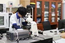 Sinh viên tại phòng thí nghiệm Trường đại học Công nghệ (Đại học Quốc gia Hà Nội). 