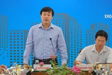 Bí thư Tỉnh ủy Đồng Tháp Lê Quốc Phong phát biểu tại buổi làm việc với Sở Khoa học và Công nghệ. (Ảnh: HỮU NGHĨA)