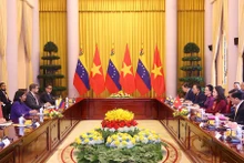 Phó Chủ tịch nước Võ Thị Ánh Xuân hội đàm với Phó Tổng thống thường trực Cộng hòa Bolivar Venezuela Delcy Rodriguez Gomez. (Ảnh: TTXVN) 