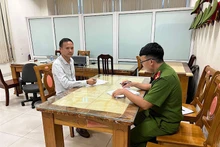 Đối tượng Nguyễn Xuân Thịnh tại cơ quan công an.