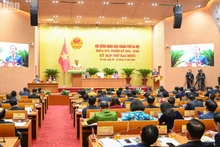 Quang cảnh khai mạc Kỳ họp thứ 20, Hội đồng nhân dân Thành phố Hà Nội khóa XVI, nhiệm kỳ 2021-2026.