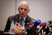 Đại diện cấp cao về chính sách an ninh và đối ngoại của Liên minh châu Âu (EU) Josep Borrell phát biểu tại cuộc họp báo ở Brussels, Bỉ ngày 26/5/2024. Ảnh: AFP/TTXVN