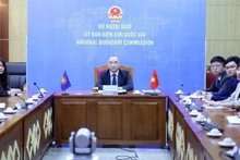 Phó Chủ nhiệm Ủy ban Biên giới Quốc gia (Bộ Ngoại giao) Nguyễn Mạnh Đông tham dự hội thảo trực tuyến. (Ảnh: Lâm Khánh/TTXVN)