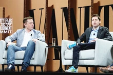 CEO Sam Altman của Công ty OpenAI (phải) tại một buổi chia sẻ tầm nhìn về ứng dụng AI. Ảnh: GETTY IMAGES