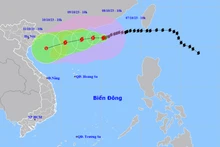 Vị trí và hướng di chuyển của bão số 4. (Nguồn: nchmf.gov.vn)