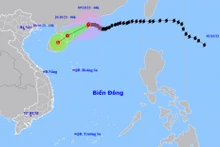 Vị trí và hướng di chuyển của bão số 4. (Nguồn: nchmf.gov.vn)