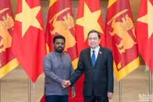Chủ tịch Quốc hội Trần Thanh Mẫn và Tổng thống Sri Lanka Anura Kumara Dissanayaka. (Ảnh: DUY LINH)