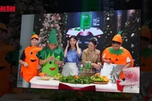 Hoa hậu Thùy Tiên, Hằng Du Mục và Quang Linh Vlogs bán hàng livestream quảng cáo sản phẩm giả. (Ảnh: nhandan.vn)