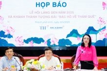 Giám đốc Sở Văn hóa, Thể thao và Du lịch tỉnh Nghệ An Trần Thị Mỹ Hạnh thông tin về công tác chuẩn bị và các hoạt động của Lễ hội Làng Sen năm 2025.