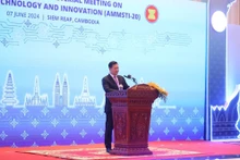 Thủ tướng nước chủ nhà Campuchia Samdech Moha Bovor Thipadei Hun Manet phát biểu khai mạc sự kiện. (Ảnh: Fresh News)