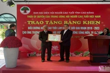 Ban đại diện Người cao tuổi tỉnh Cao Bằng trao Bằng khen của Trung ương Hội Người cao tuổi Việt Nam cho hội viên.