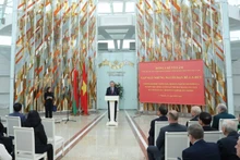 Tổng Bí thư Tô Lâm phát biểu tại buổi gặp mặt các cựu quân nhân, chuyên gia Belarus và những người bạn Belarus từng có đóng góp nổi bật cho Việt Nam. (Ảnh: Thống Nhất/TTXVN) 