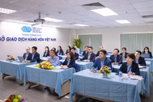 Các đại biểu tại điểm cầu Sở Giao dịch Hàng hóa Việt Nam tham dự buổi đào tạo trực tuyến của CME Group. 
