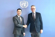 Đại sứ Đặng Hoàng Giang, Trưởng Phái đoàn Thường trực Việt Nam tại LHQ và ông Jean-Pierre Lacroix, Phó Tổng Thư ký LHQ, tại buổi làm việc ngày 16/1/2023. (Ảnh: TTXVN) 