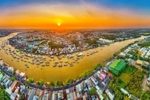 Chợ nổi Cái Răng nhìn từ bên trên. (Ảnh: Báo điện tử Đảng Cộng sản)