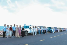 Các thí sinh cuộc thi Hoa hậu Biển Việt Nam tại lễ khởi hành quảng bá du lịch Bình Thuận.