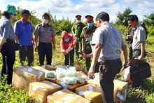 Vật chứng của vụ án gồm 14 thùng giấy niêm phong chứa 198.510gam Methamphetamine được kiểm đếm đầy đủ trước khi tiêu hủy.