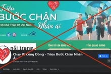 Hình ảnh trang fanpage mạo danh tên Chiến dịch “Triệu bước chân nhân ái” để kêu gọi quyên góp, gây quỹ. (Ảnh chụp màn hình)