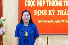 Bí thư Tỉnh ủy Quảng Ngãi Bùi Thị Quỳnh Vân, Trưởng Ban Chỉ đạo Tỉnh ủy về phòng, chống tham nhũng, tiêu cực phát biểu kết luận cuộc họp.