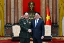 Chủ tịch nước Lương Cường tiếp Thượng tướng Trương Hựu Hiệp, Phó Chủ tịch Quân ủy Trung ương Trung Quốc. 