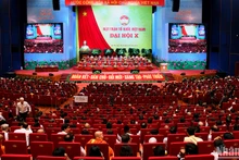 Toàn cảnh phiên làm việc đầu tiên của Đại hội đại biểu toàn quốc Mặt trận Tổ quốc Việt Nam lần thứ X, nhiệm kỳ 2024-2029.