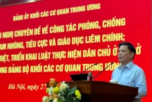 Đồng chí Nguyễn Văn Thể, Ủy viên Trung ương Đảng, Bí thư Đảng ủy Khối phát biểu kết luận Hội nghị.